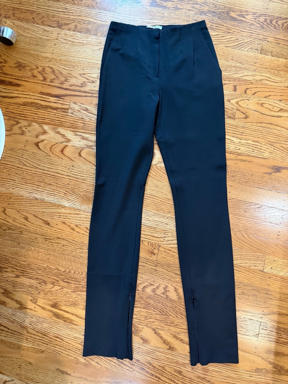 The Row Black Virgin Wool Tailored Zip Hem Pants US 6